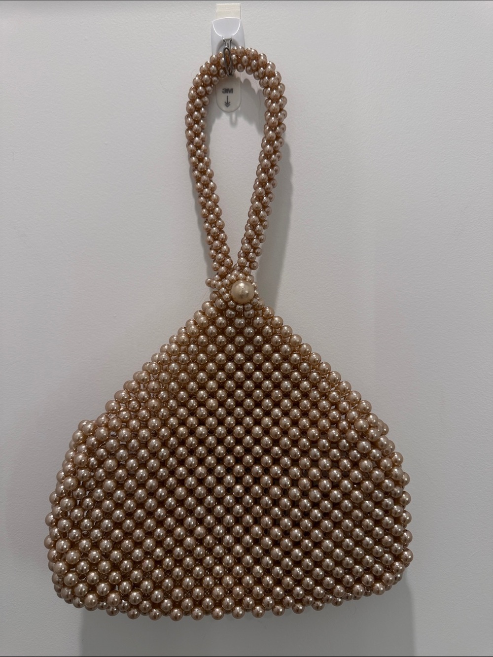 Beaded Pearl Effect Wristlet Bag - Taupe